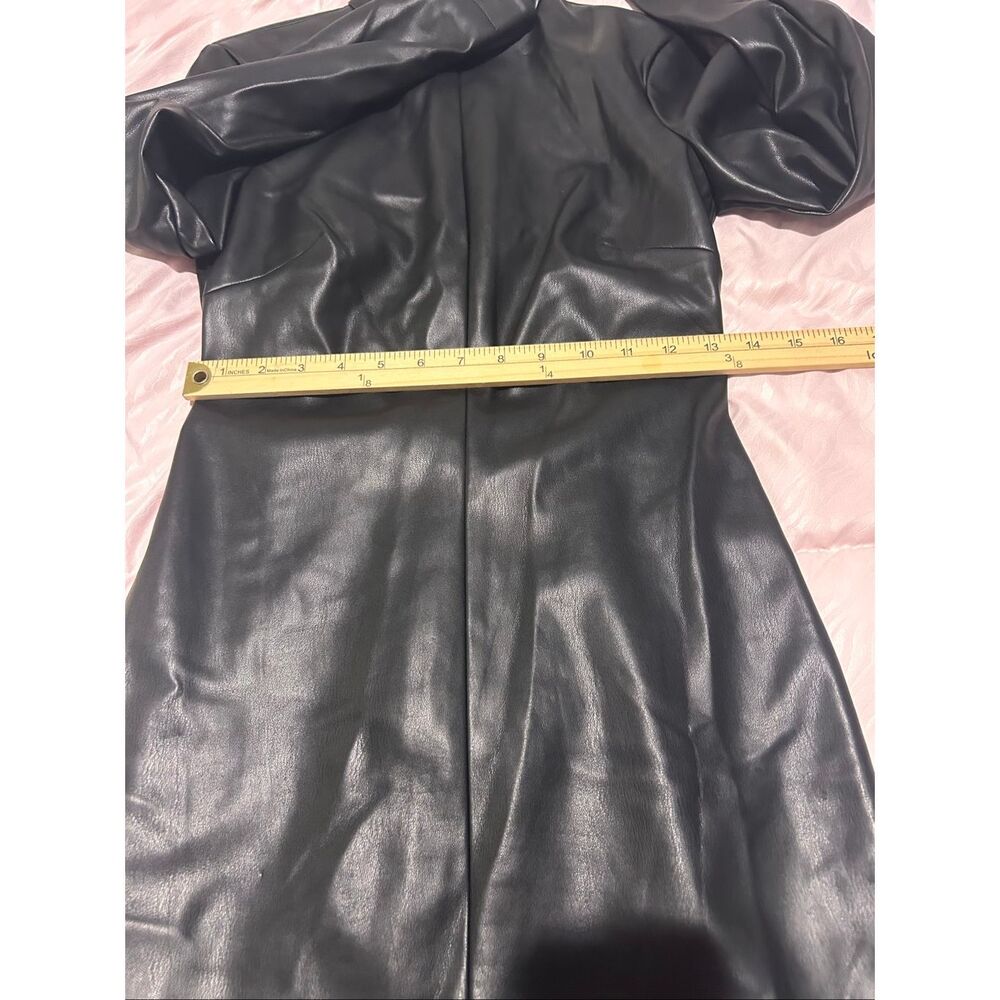 Staud Palettes Faux Leather High Neck Mini Dress Black Size 2 - Picture 13 of 14